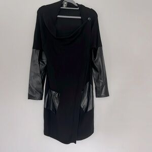 BLANK NYC M Shawl with faux leather pockets and sleeves.